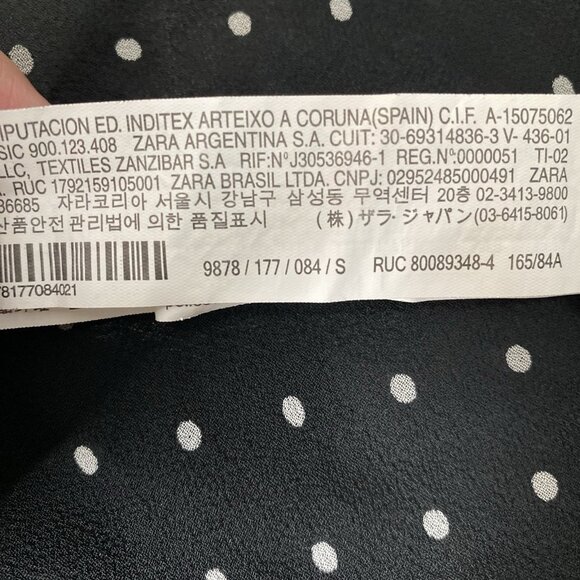 Zara Polka Dot Sheer Blouse S Oversized Peter Pan Claudine Collar Tie Neck Bow - Picture 12 of 16